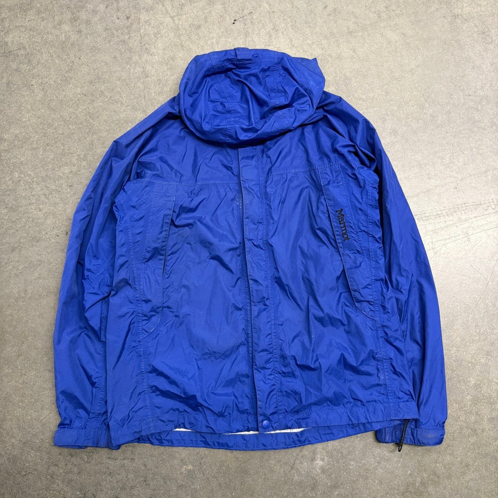Marmot PreCip Rain Jacket Mens Medium Blue Full Zip Hooded Waterproof Shell